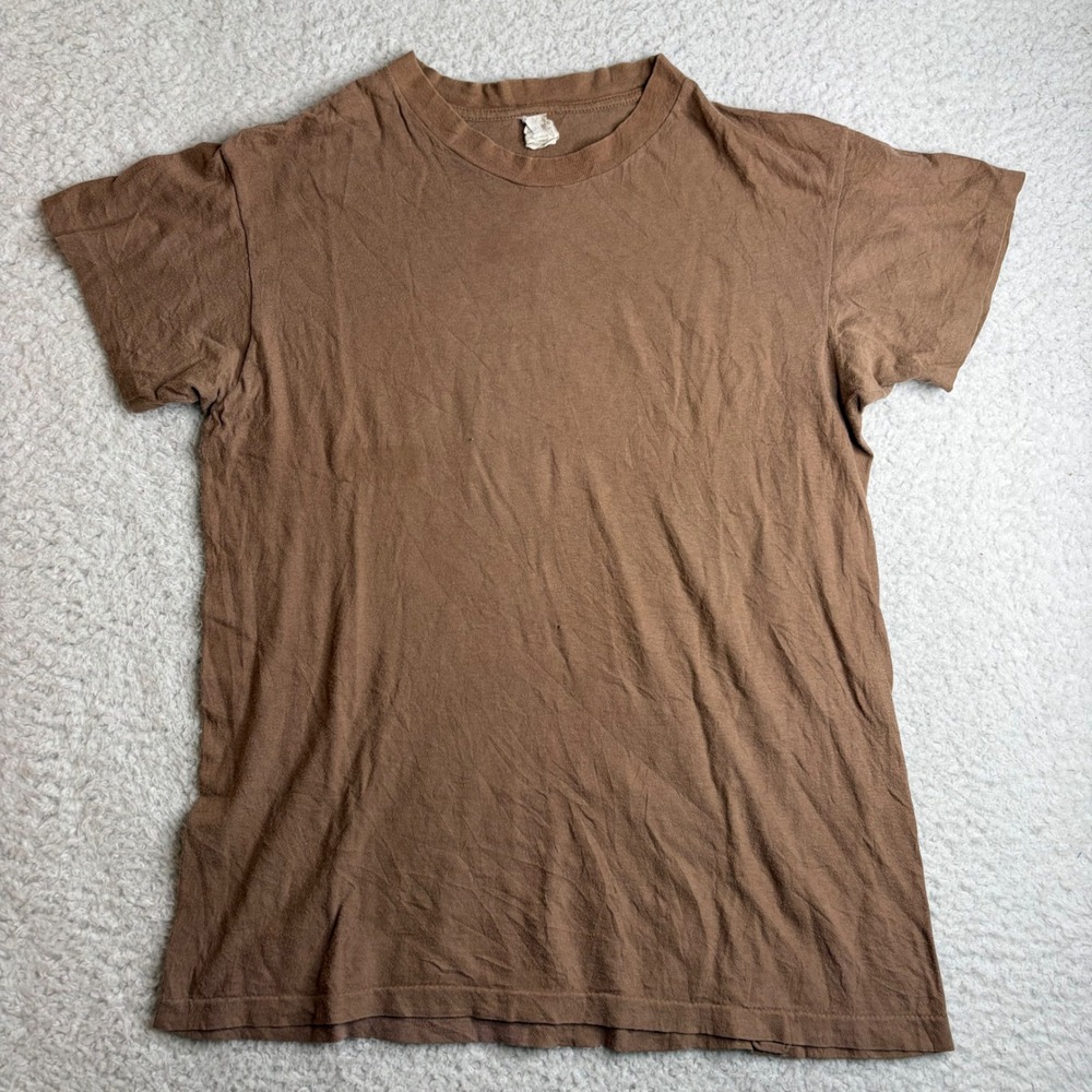 Vintage Military Paratrooper T-Shirt Brown Single Stitch Y2K L paper thin